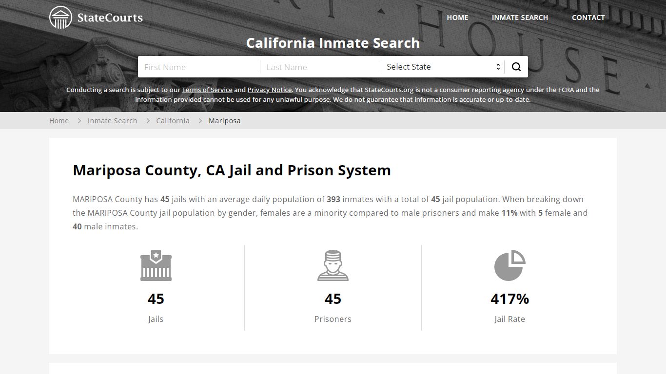 Mariposa County, CA Inmate Search - StateCourts